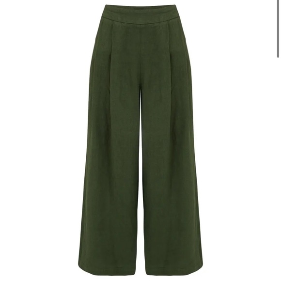 120% LINO Pleated Trouser in Army Size XL - Picture 1 of 7